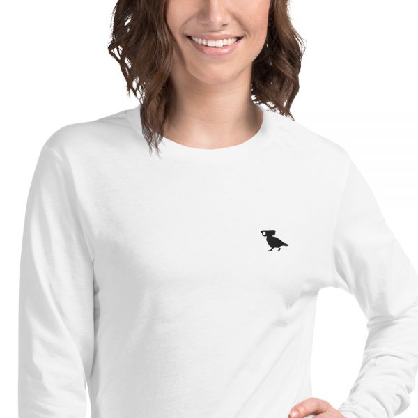 Long Sleeve Pigeon Tee Embroidered Logo White
