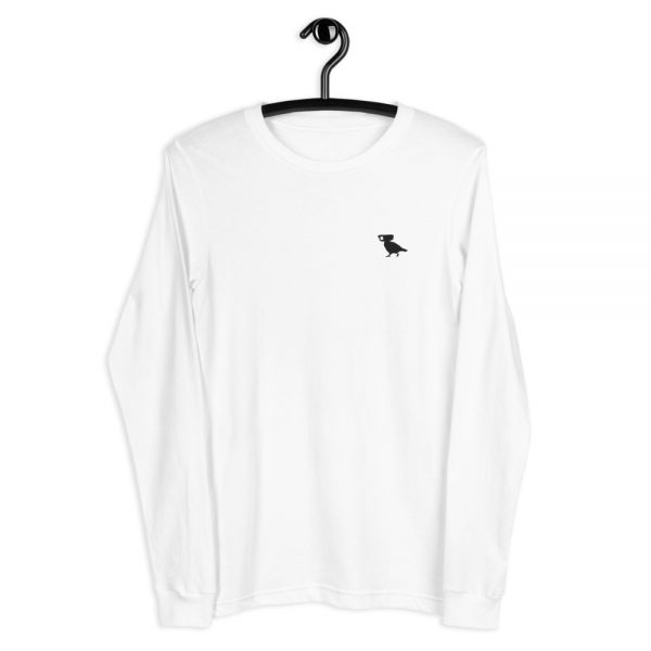 Long Sleeve Pigeon Tee Embroidered Logo White